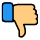 Blue thumbs down icon, representing disapproval or negative feedback.