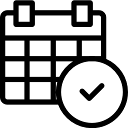 A simple calendar with a checkmark indicating an approved or scheduled date.