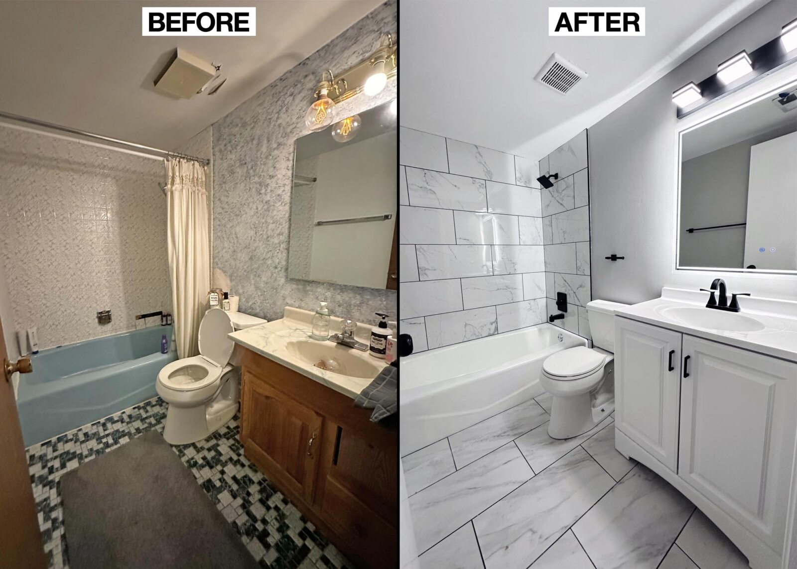 Bathroom before and after an HSC Refresh and Sell renovation