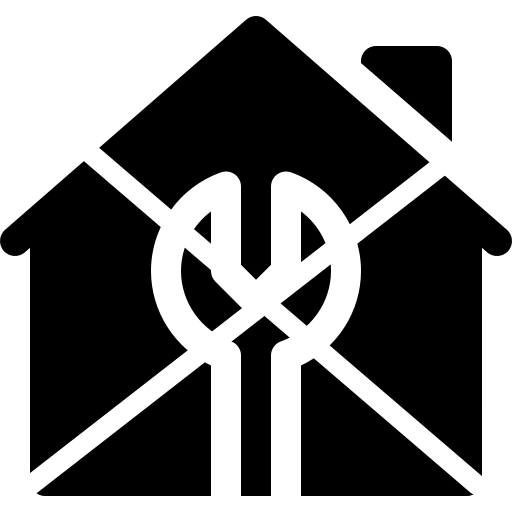 house with crossed out wrench
