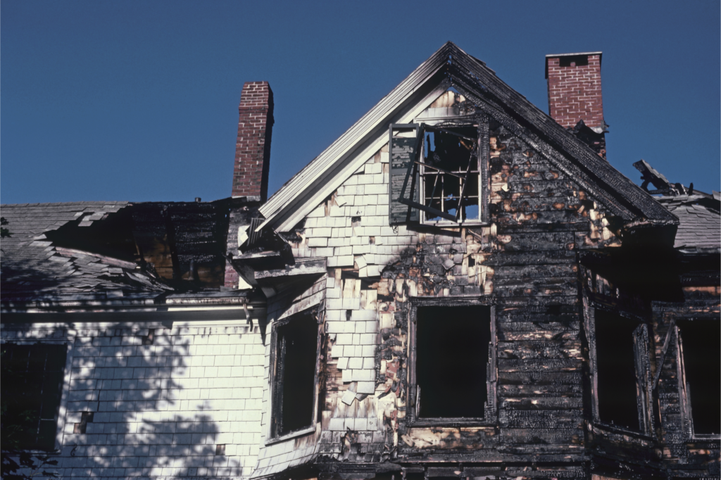 Image of a house with significant fire damage in Dayton Ohio.