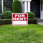 Elegant Cincinnati home for rent with sign on front lawn, ready for tenants in Ohio's rental market.