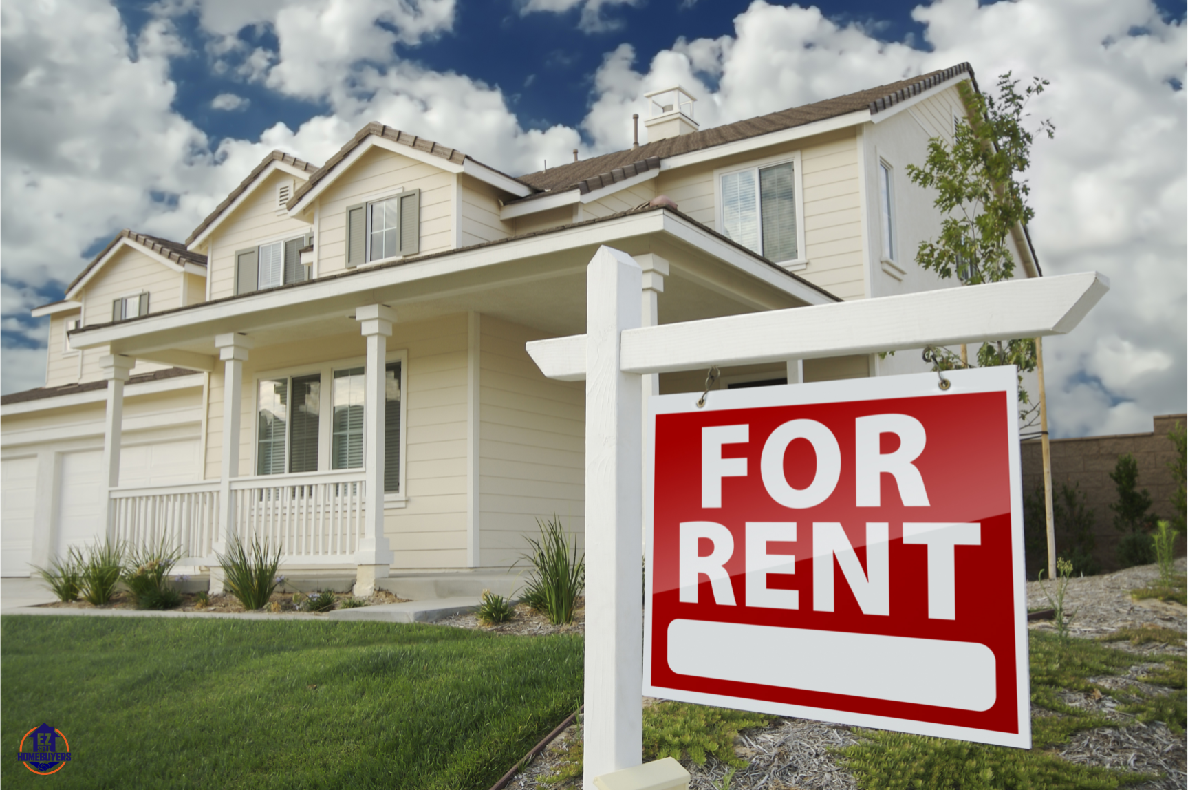 Spacious Columbus house with 'For Rent' sign, ideal for profitable rental property conversion.