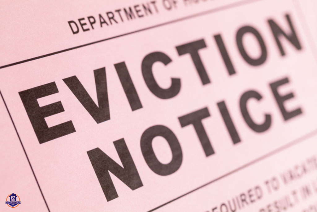 Close-up of an eviction notice highlighting legal steps to remove squatters in Toledo, Ohio