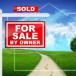 For Sale By Owner sign in front of a house, representing the concept of selling a house without a realtor in Toledo, Ohio. Includes a 'Sold' label indicating a successful FSBO sale. Background shows a scenic path leading to a house outline, symbolizing the journey of selling a home independently.