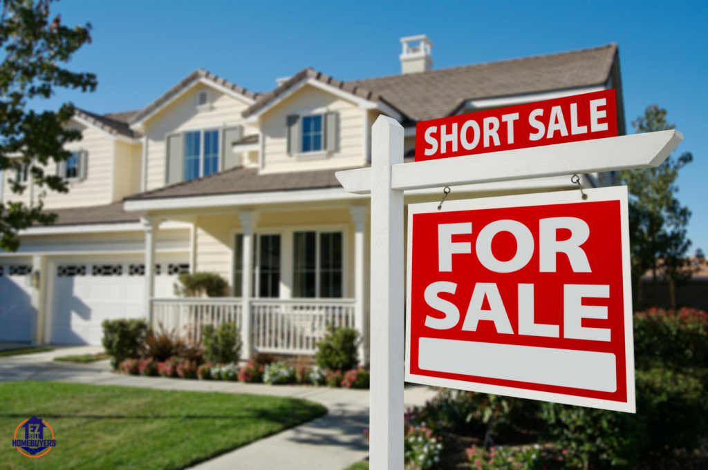 House with a short sale sign in Ohio, illustrating a guide on how short sales work, including the process, benefits, and options for selling to cash investors.