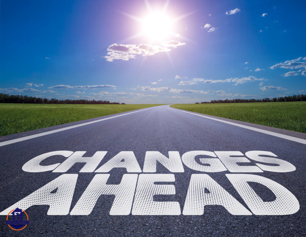 Road sign reading 'Changes Ahead' under a bright sun, symbolizing upcoming shifts in Realtor fees in Ohio following the NAR settlement.