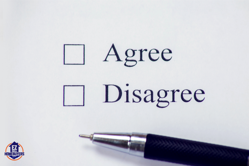 Agree or disagree checkbox representing the decision-making process among heirs in Ohio when selling inherited property, as discussed in probate real estate laws.