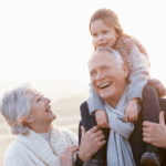 Happy grandparents with granddaughter smiling outdoors, symbolizing peace after probate in Ohio