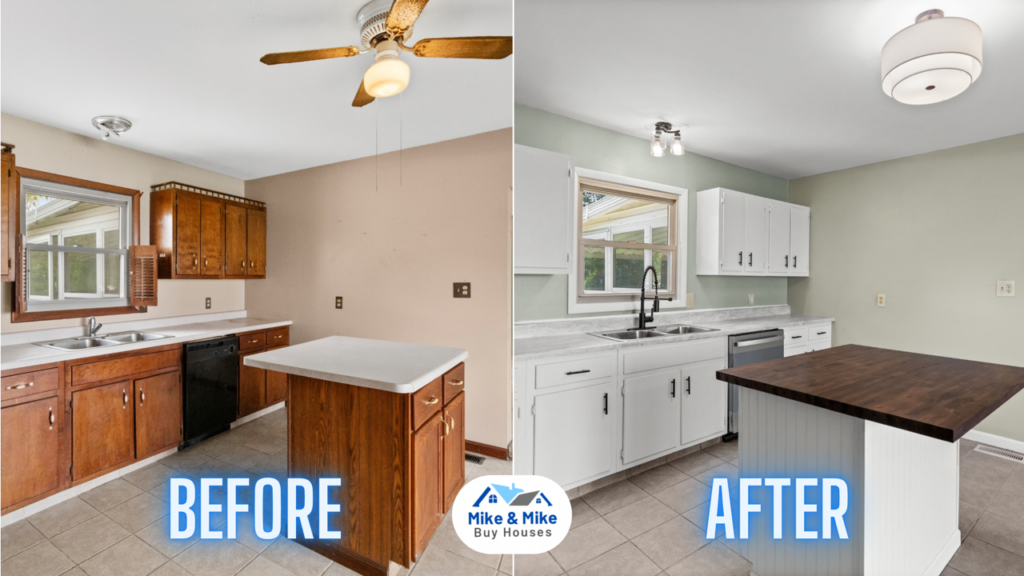 Before and After of 4475 W 700 N Sharpsville Flip Kitchen