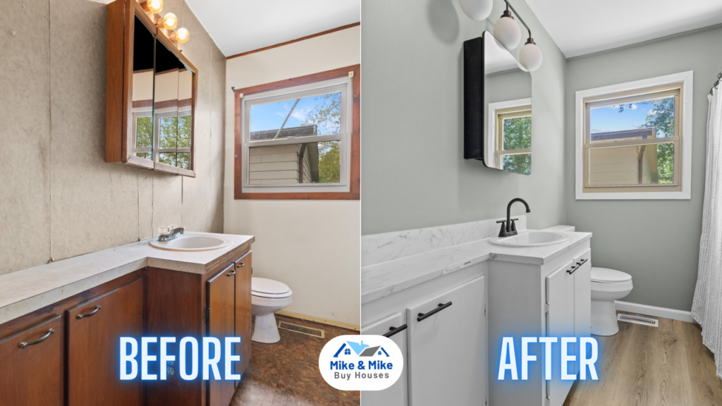 Before and After of 4475 W 700 N Sharpsville Flip Bathroom