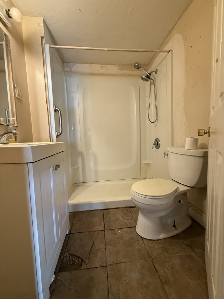 Before renovation: Old bathroom at 43 Buttonwood Road, Halifax MA