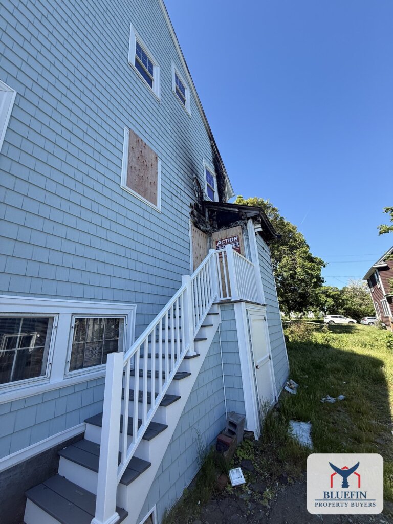 Fire damaged house in Hull, MA