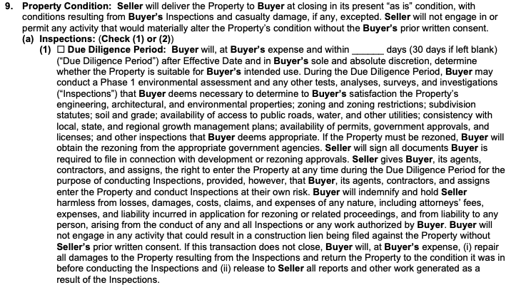 vacant land contract in florida due diligence