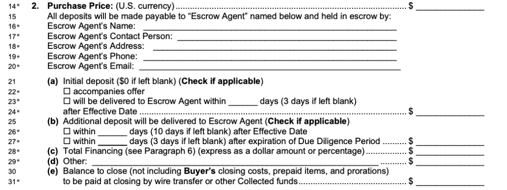 vacant land contract escrow info