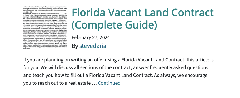 Florida Vacant Land Contract