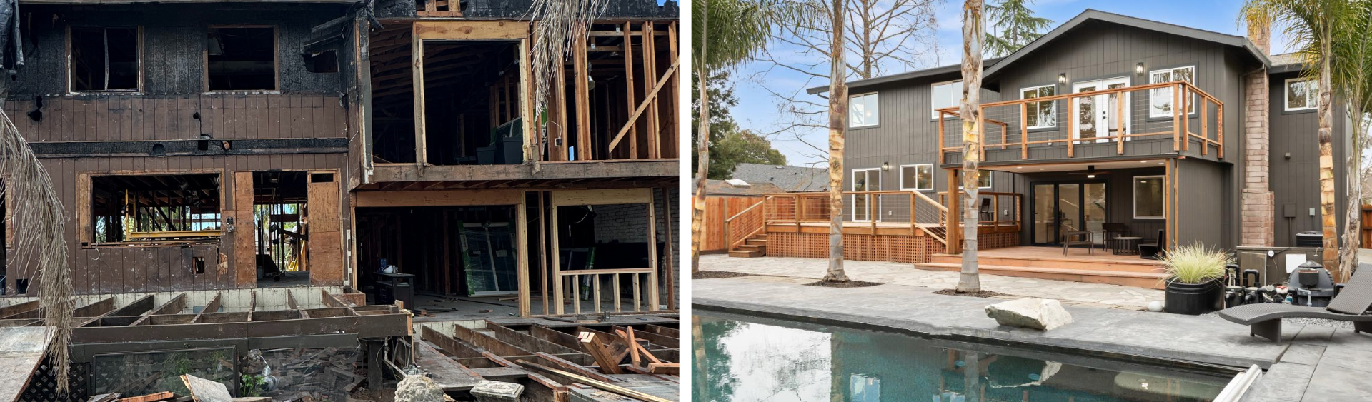 Fire damaged house before and after rohnert park