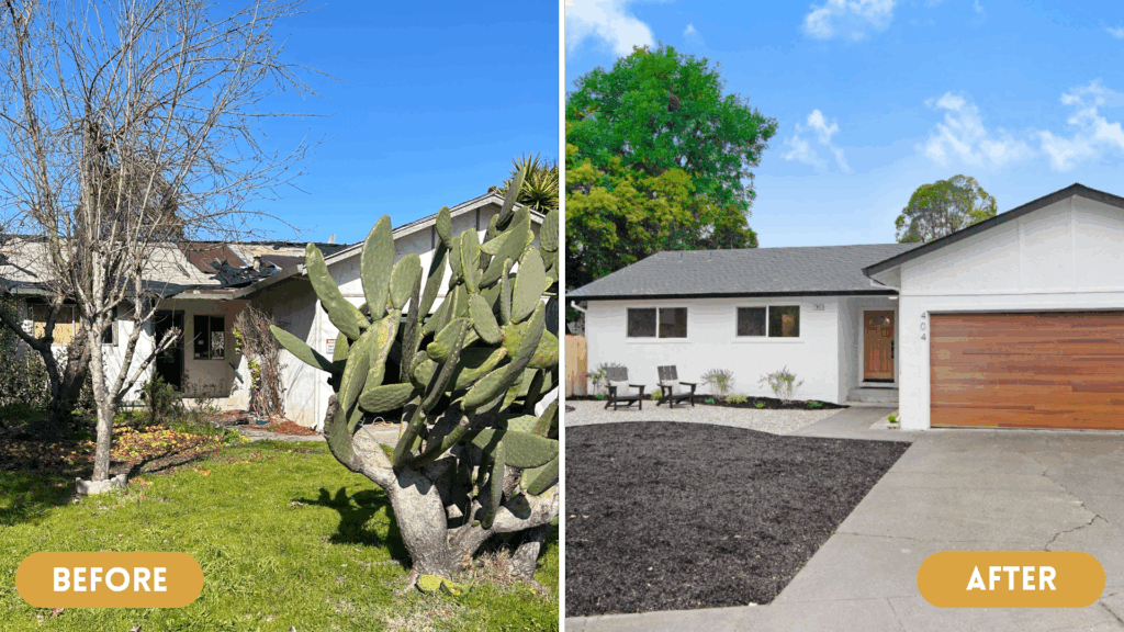 Inherited and condemned before and after photo. Rohnert Park California