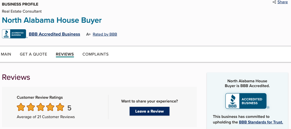 Sell My Home Fast_A+ Rating with the BBB
