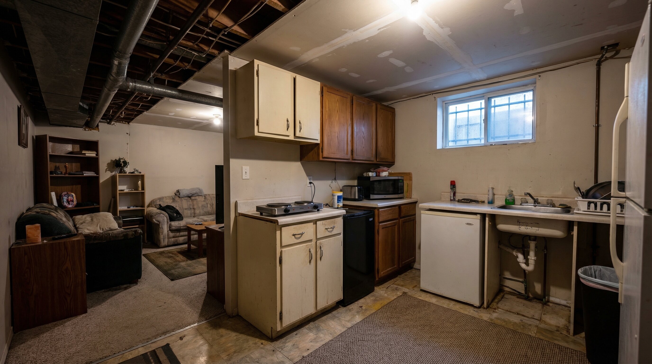 Unpermitted basement suite in Winnipeg bungalow - common code violation