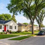 Post-war bungalows on a tree-lined residential street in Transcona, Winnipeg