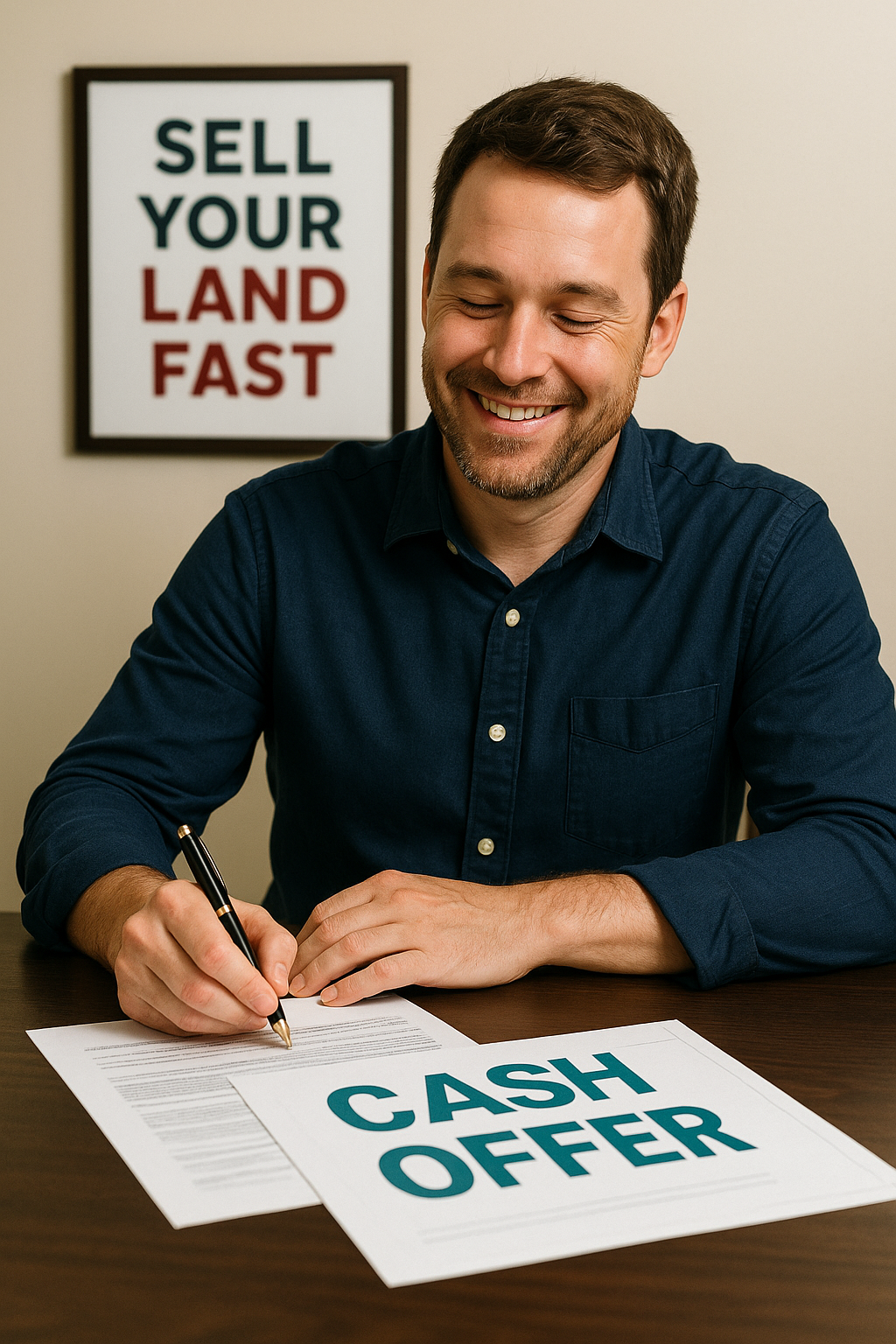Knox County landowner signing documents for fast cash sale