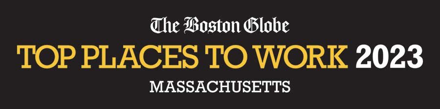 Graphic that reads: "The Boston Globe Top Places To Work 2023 Massachusetts"