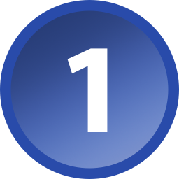 White number 1 in a blue circle.