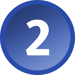 White number 2 in a blue circle.
