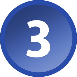 White number 3 in a blue circle.