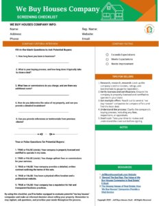 we buy houses company screening checklist