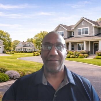 jeff in blue polo shirt in front of cherry hill nj houses