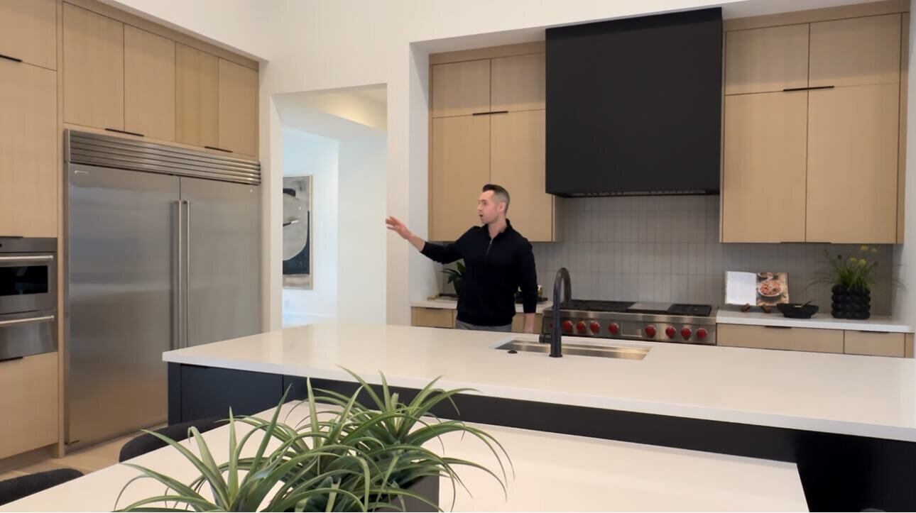 Newly built home by Thomas James Homes in Phoenix, AZ. Open kitchen with quartz countertops.