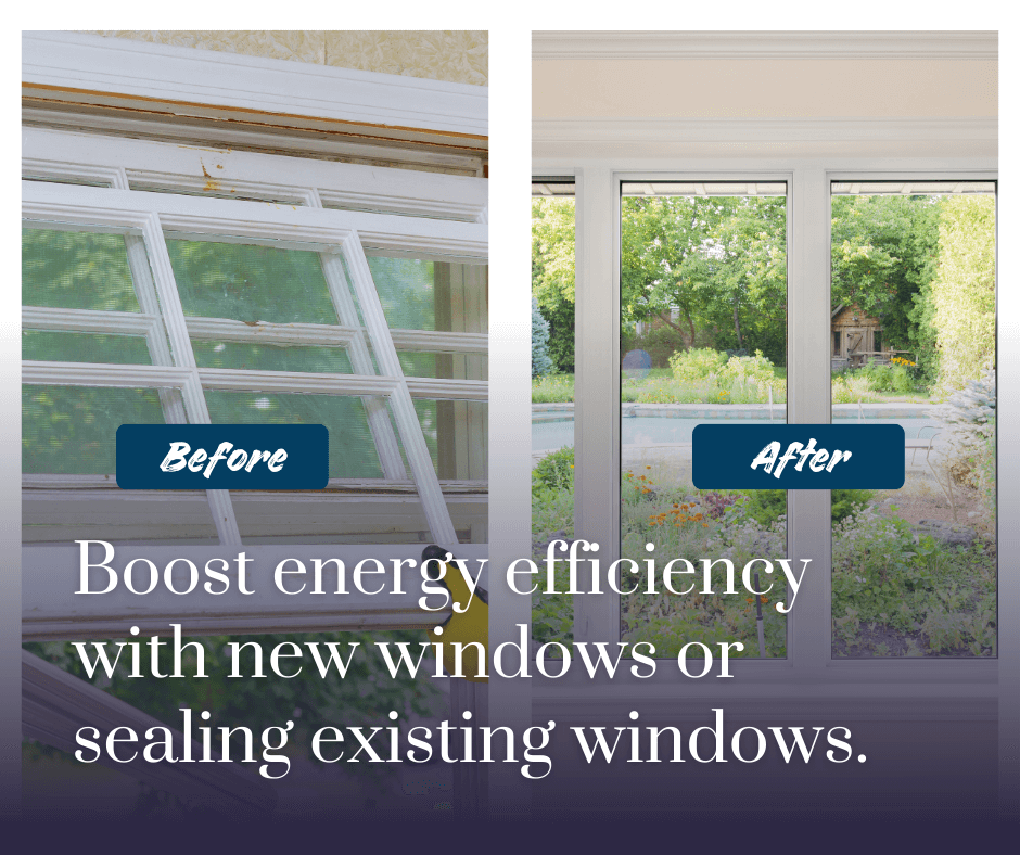 Before and After Photos of windows. Showcasing replacing old windows with new windows on Patriot Flips websites blog.