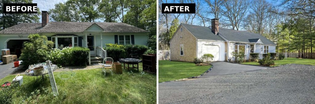 Before and after of a Centerville house Pilgrim Hill Holdings bought as-is in 2025