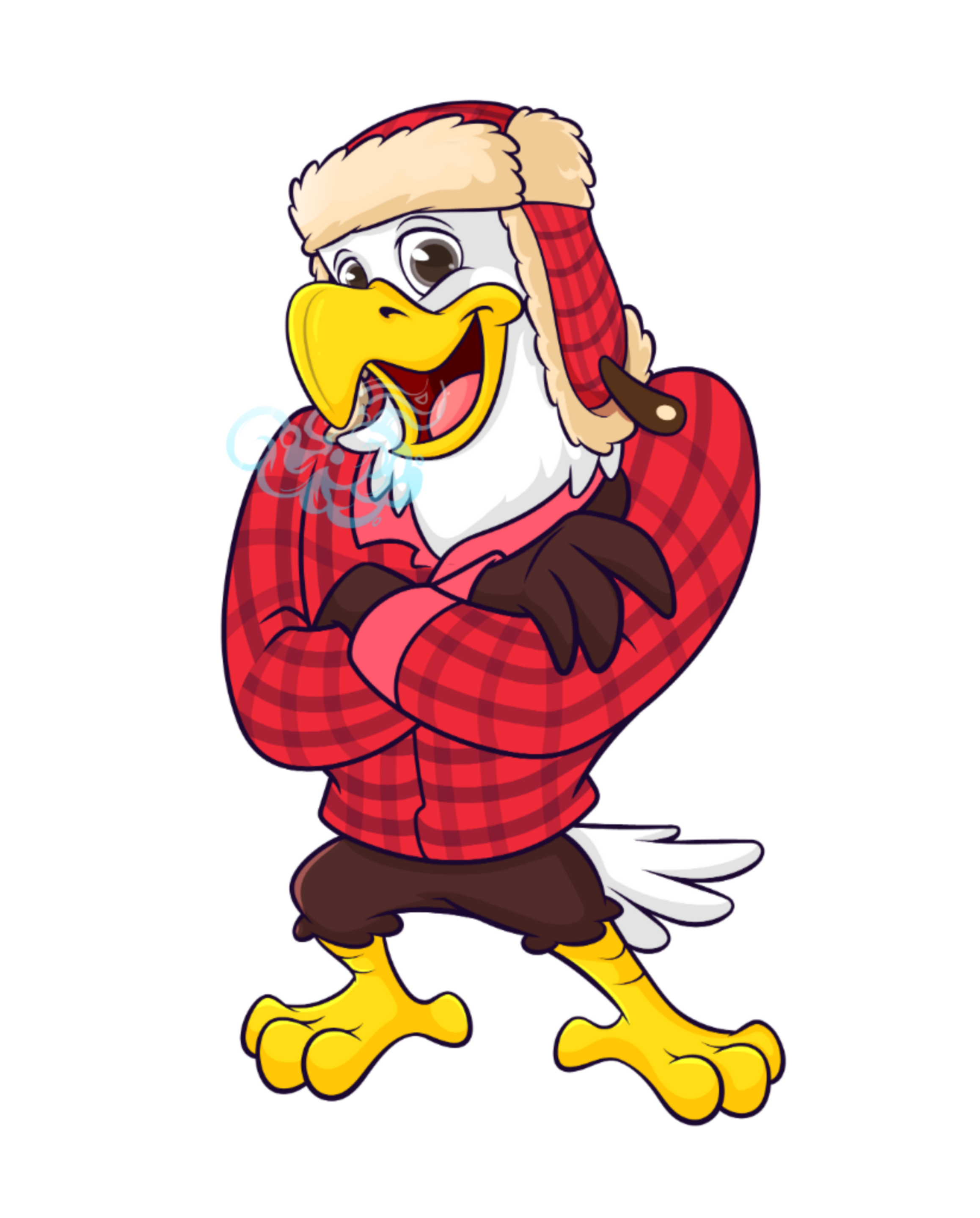 Scout the HVAC Eagle shivering in a jacket