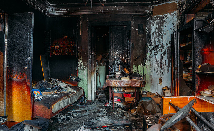 Fire damaged home