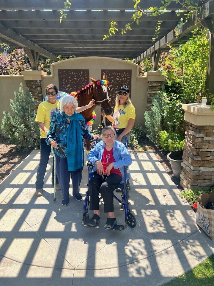 Sharon Kaak Volunteering with her horse at Oakmont Retirement Center