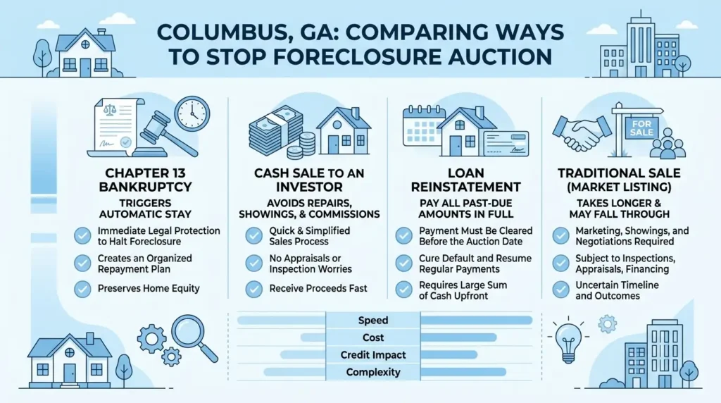 Can You Stop a Foreclosure Auction in Georgia? Columbus - Comparing ways to stop a foreclosure auction