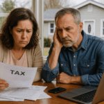 Ohio homeowners reviewing tax documents at their kitchen table