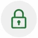 Green padlock icon on a circular background
