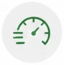 Green speedometer icon indicating fast performance