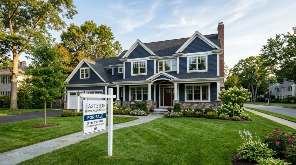 A beautiful single-family home for sale, perfect for homeowners looking to sell a house in Taunton, MA with Eastside Home Solutions.