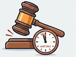 Foreclosure icon featuring a gavel and a clock with 'Last Call' label.