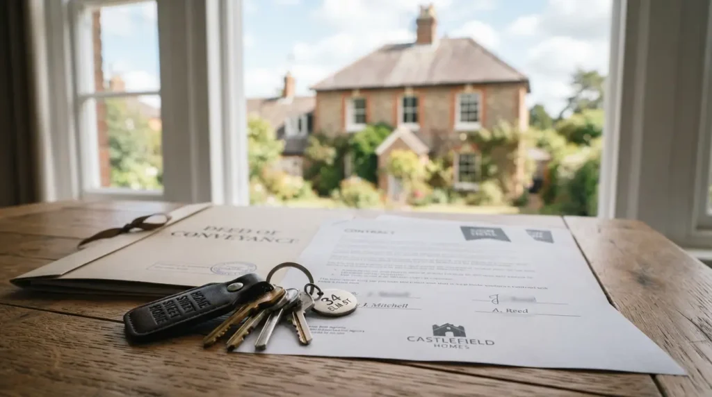Legal documents and keys to sell an inherited house in Taunton.