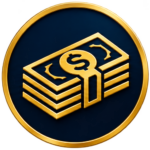 Stylized cash icon featuring stacked bills and a dollar sign.