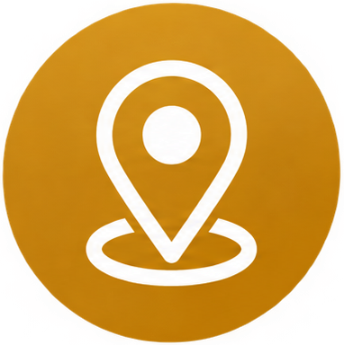 Location icon featuring a pin on a circular base.