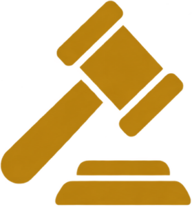 Icon representing a gavel symbolizing legal proceedings.