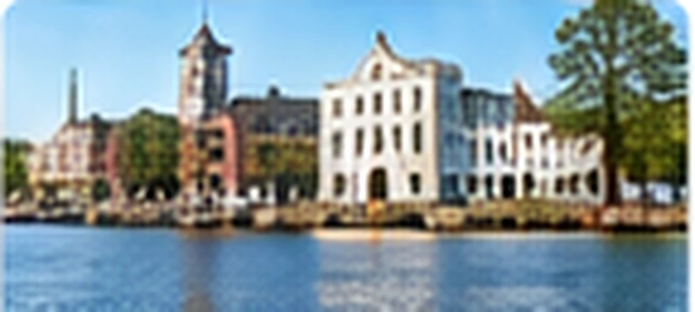 Buildings and waterfront in Fall River Massachusetts