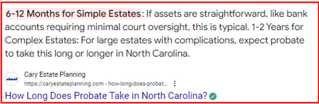 selling a house in probate north carolina